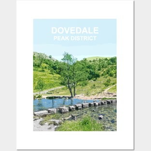 Dovedale Stepping Stones Derbyshire Peak District travel poster Posters and Art